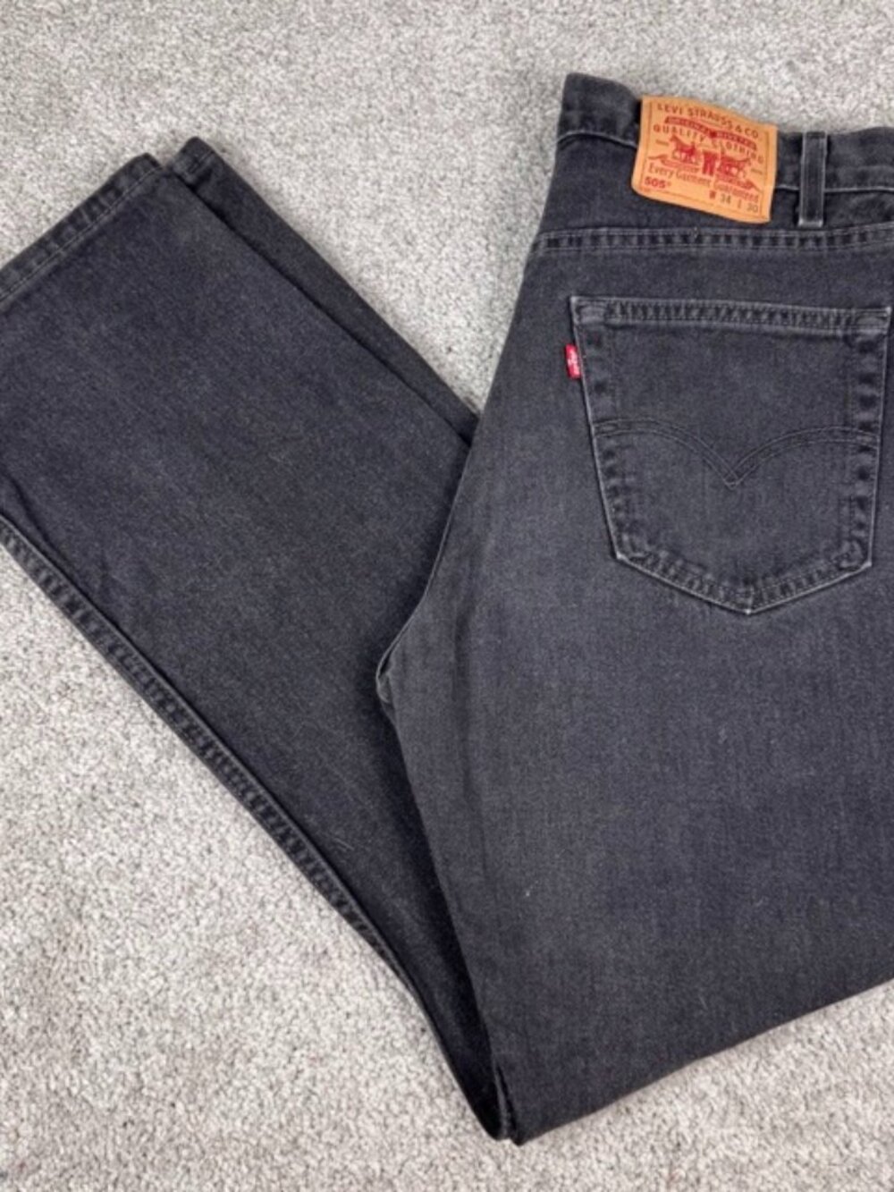 Vintage Levis 505 Black Regular Fit Straight Leg Denim Jeans Men's Size 34x30
